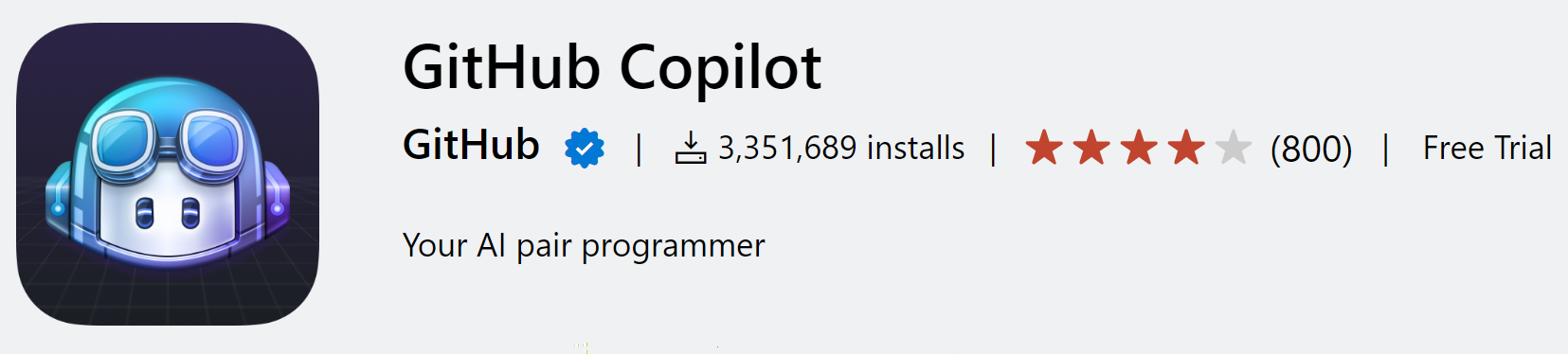 Copilot extension in the VS Code Marketplace