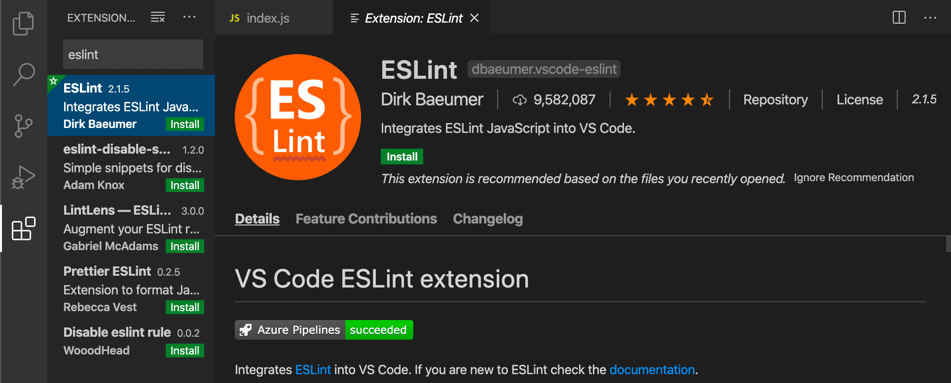 ESLint extension